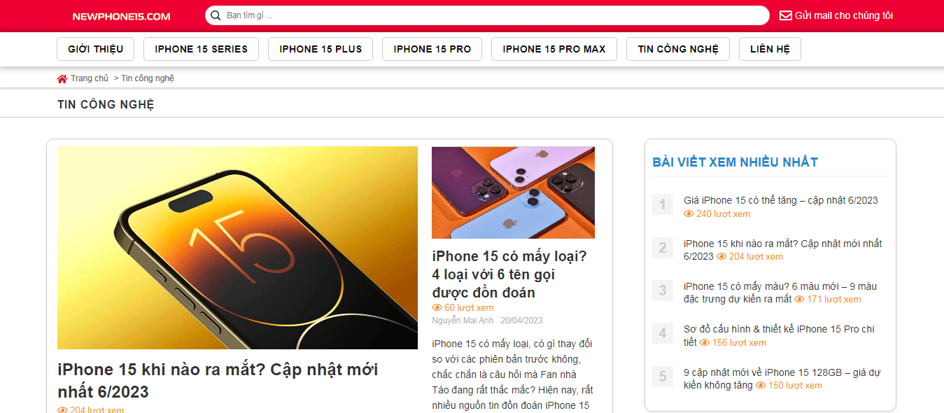 newphone15.com - website uy tín hàng đầu về các tin tức liên quan tới iPhone 15 Series
